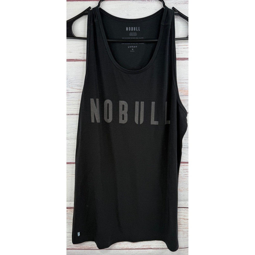 NoBull Mens High-Neck Training Tank Black Logo Gym Workout Shirt Size M
